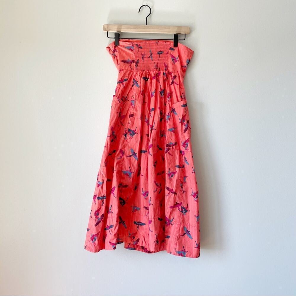 Free People Strapless Coral Parrot Dress - Picture 9 of 12